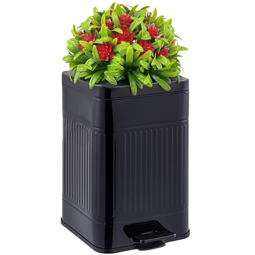 Bote de basura pequeño de metal para baño y dormitorio elegante