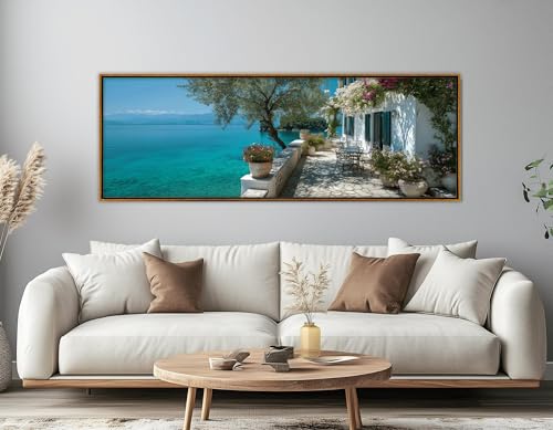 Affiche imprimée mer et terrasse TONGYINLI toile salon 35x105cm