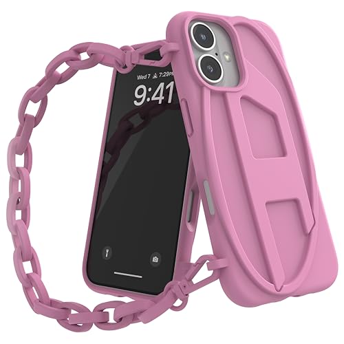 美品　DIESEL iPhone16ケース ピンク Amazon.co.jp: DIESEL iPhone16ケース Dロゴ TPU チェーンケース