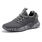  Fihugke Damen Herren Gym Laufschuhe Turnschuhe Atmungsaktive Sneaker Leichtgewichts Sportschuhe(Grau, Numeric_45)