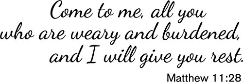 Newclew Come to me All You who are Weary and Burdened, and i Will give You Rest - Matthew 11:28 Wall Art Sayings Sticker Décor Decal Prayer Church Jesus Pray ((S) 30'' x 10'')