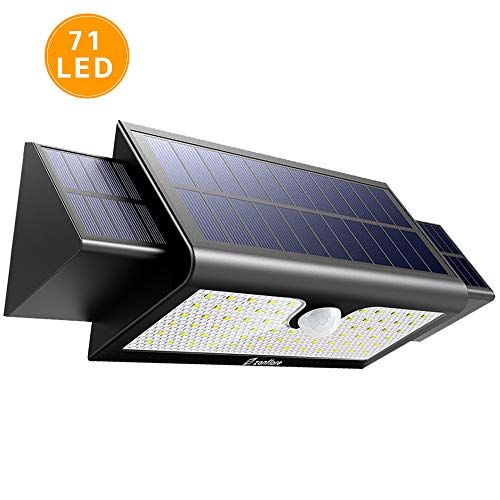 Lampe Solaire Extérieure Imperméable, Zanflare 71 LED Lampe de Sécurité de Détecteur de Mouvement,pour Jardin, Clôture, Patio, Cour, Allée, Escaliers, Mur Extérieur (Capacité de 5200mAh)