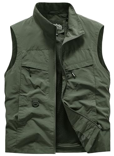 Consejos para Comprar Safari Ralph Lauren disponible en línea. 45 LOUECHY - Chaleco de golf ligero para hombre, con cierre completa, resistente al viento, para viajes, senderismo, correr, Verde militar, Large