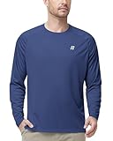 Runhit UV Shirt Herren Langarm, Schwimmshirt mit UPF 50+ Sonnenschutz, Atmungsaktives Badeshirt Schnelltrocknendes Rashguard für Wasser, Schwimmen und Outdoor Sport, Marineblau L