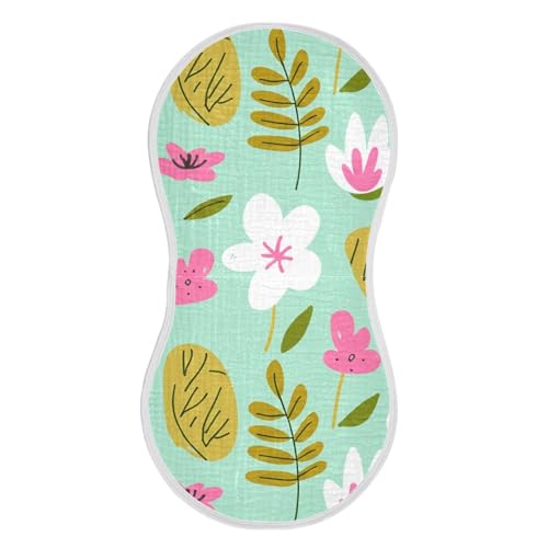Floral Leaves Green Burp Cloths for Babies Burp Rag Cotton Spit Up Rag for Babies Girls Infants2