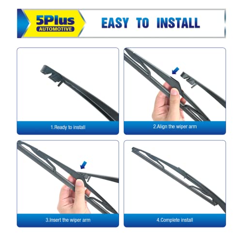 Image of 12 inch Back Windshield Wiper Blade Replacement for Ford Focus Fiesta 2018 2017 2016 2015 2014 2013 2012, Premium All-Season Rear Wiper Blades For My Car (12M)