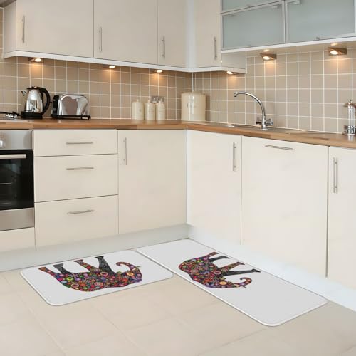 Alfombras de cocina antideslizantes e impermeables, juego de 2 tapetes de chef de granja 3