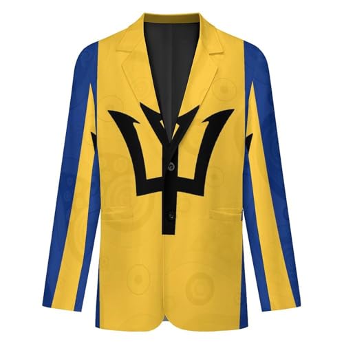 Barbados Flag Paisley Blazer for Men Long-Sleeve Classic-Fit Button Suits Lightweight Jacket3