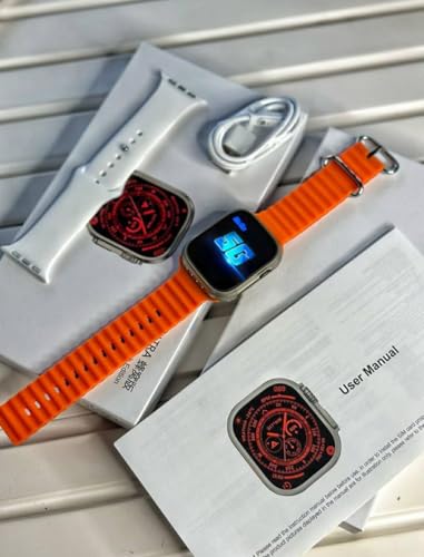 Image of Premium pro S8 Ultra 4G SIM Android Smart Watch Honeycomb Edition, 1.99 inch HD Display, Play Store, Maps, YouTube, Sports, Volte Calling, More Apps (4G SIM Supported) Extra Band (Orange and Black)