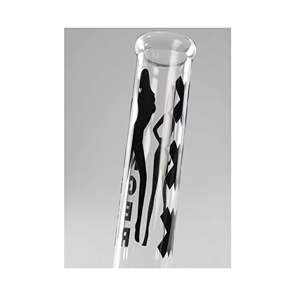 Breit XXX Swinger Glasbong | Klar/Schwarz 38cm | Geschwungene Glas Bong 18,8 mit Diffusorschlitzadapter L 150 mm… – Bild 4