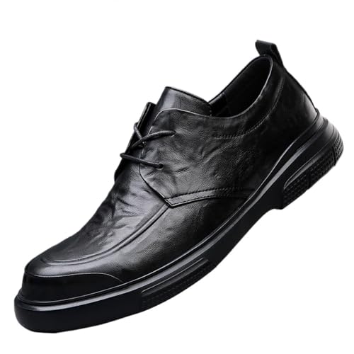 Men's Genuine Leather Slip-On Loafers Business Casual Breathable Comfortable Dress Shoes Soft Sole Dad Footwear