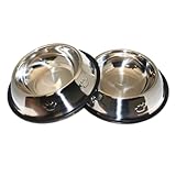 Kit 2 Comedouro 600ml Inox Tigela Pote Ração Água Cão Médio Grande