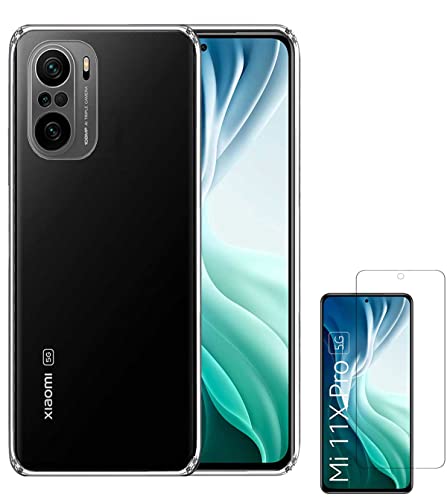 Image of Soft Flexible Silicone Back Cover Compatible with Xiaomi Mi 11x 5G, Transparent Case + Screen Guard