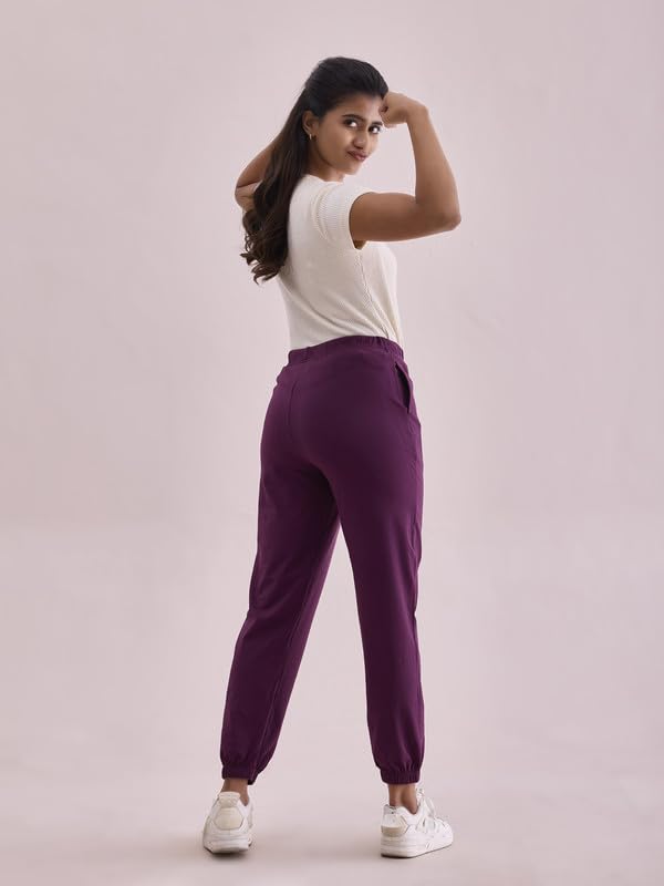 Image of GO COLORS Cotton Stretch Casual Joggers Full Length for Women| Mid Rise