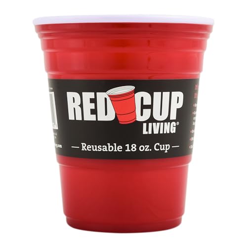 Red Cup Living 18oz Tumbler Cups – Insulated Reusable Plastic Drinking Glasses, Unbreakable Everyday Kitchen Cups, Travel Coffee Tumbler for Hot & Cold Drinks, Gifts for Men & Women
