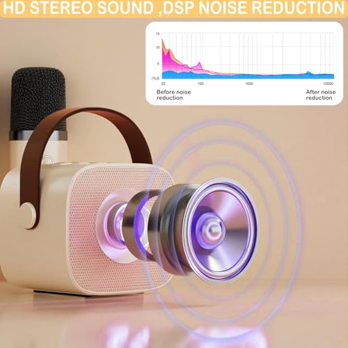 Image of SingStar Karaoke Speaker and Wireless Mic for Kids Toddlers Bluetooth Portable for Girls Boys Perfect Birthday Gifts Ages 4, 5, 6, 7, 8, 9, 10+ Years (Beige)