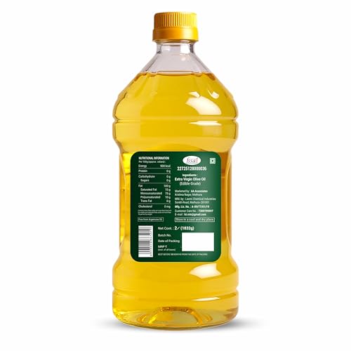 Image of LAXMI ORGANIC Extra Virgin Olive Oil 2L | Cold Pressed Jaitun Ka Tel | Pure & Natural Edible Oil for Cooking, Sauteing & Salad Dressing | Multipurpose Olive Oil for Hair, Skin & Baby Massage