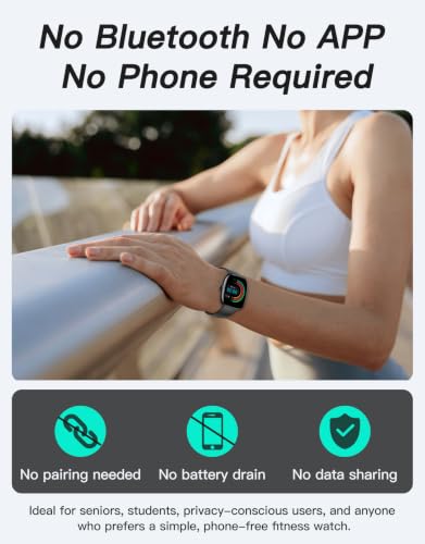 Fitness Trackers, No Bluetooth No APP/Phone Needed, 1.8" Fitness Watch for Men Women with Pedometer Heart Rate/Blood Oxygen/Sleep Monitor 100 Sports, Steps Counter Walking Running Waterproof - Image 3