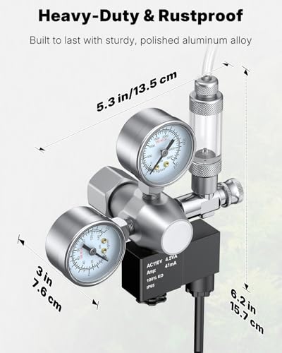 Image of Pawfly Aquarium CO2 Regulator with Dual Pressure Gauges & Solenoid Valve, CO2 System Kit with Bubble Counter & Check Valve for Planted Tanks, Fish Tank CO2 Regulator with Adjustable Output Pressure