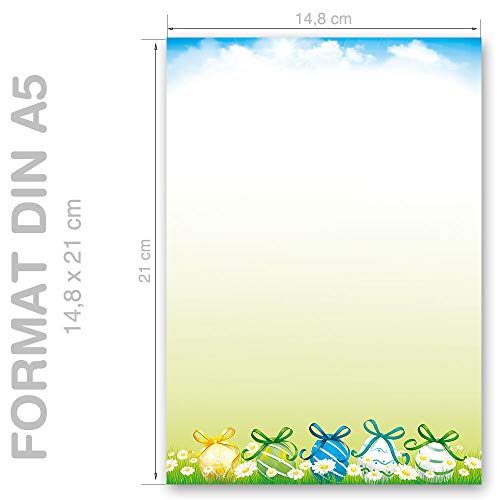 50 fogli di carta da lettera decorati Pasqua