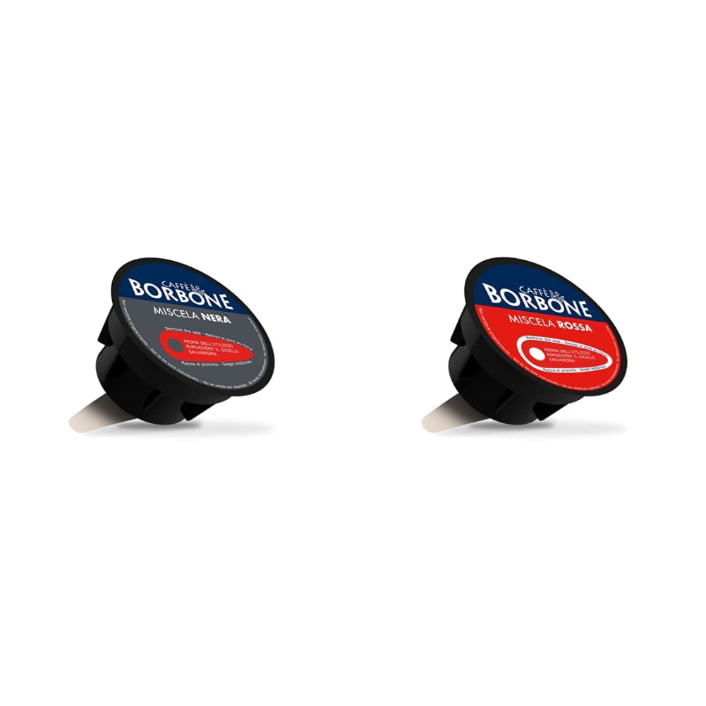 Caffè Borbone Café Mezcla Negra - 90 cápsulas (6 paquetes de 15) - Compatibles con las Cafeteras Nescafé®* Dolce Gusto®* & Caffè Borbone Café Mezcla Roja - 90 cápsulas (6 paquetes de 15)