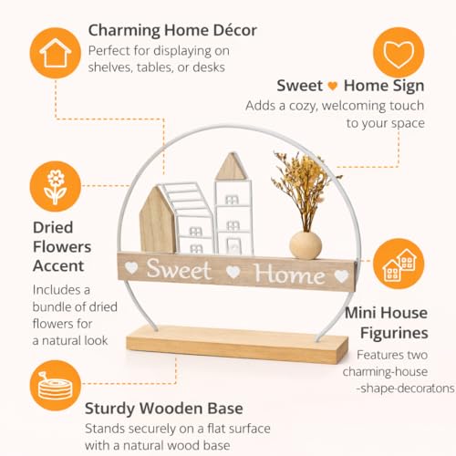 Image of CraftVatika Decorative Wooden Showpieces for Home Decor Living Room, Aesthetic Dcor, Sweet Home Room Decoration Items for Bedroom, House Warming Gifts Return Birthday for Woman Man