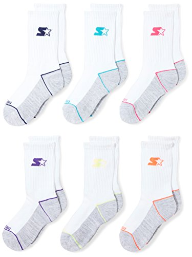 Starter Girls' 6-Pack Athletic Crew Socks, Amazon Exclusive