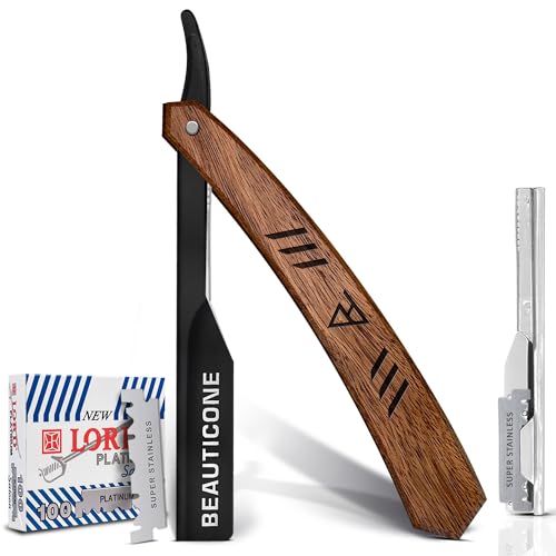 BEAUTICONE Straight Razors for Men, Straight Edge Razor with 100 ...