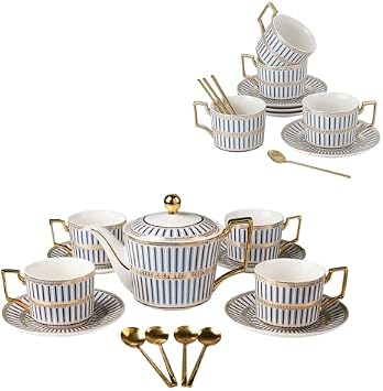 CwlwGO-English Bone China Tea Service Set for 8, Elegant Porcelain Coffee Tea Sets,Tea Cup Set with Teapot,Tea Cup Sets for Women Tea Party....