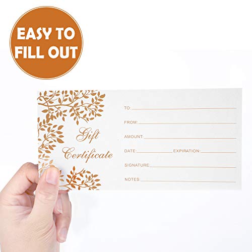 50 Pieces Blank Gift Certificates Cards Vouchers Gold Blank Cards Coupon Card For Business Beauty Salon Restaurant Christmas Wedding Bridal Birthday Holder, 3.5 X 7 Inch #TOP3