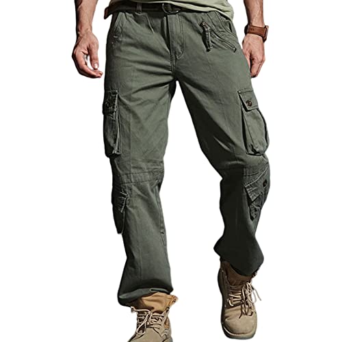 Digralne Vintage Cargo Pants Pantalones de Trabajo para Hombre Pantalones de algodón para Exteriores Hombres Pantalones tácticos de Combate con Muchos Bolsillos Pantalones Ranger Hombres Cover