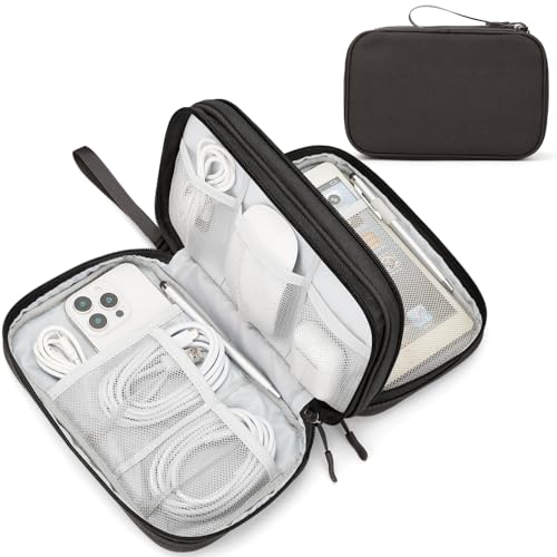 Image of FYY Electronic Organizer, Large Travel Cable Organizer Bag Pouch Electronic Accessories Carry Case Portable Waterproof Double Layers All-in-One Storage Bag for Cable, Cord, Charger, Phone, Coffee