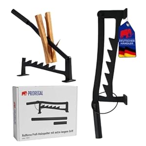 PROREGAL Bullforce Holzspalter manuell zur Wandmontage mit 2 Griffe Handholzspalter Brennholzspalter Anzündholz Spalter Wandhalterung Handholzspalter Spanmesser Wood Splitter Outdoor Holz Wand