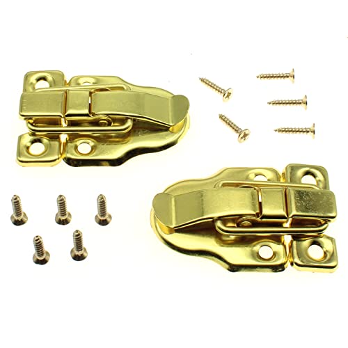 OZXNO 2 cierres de palanca de estilo retro con tornillos de montaje para reparación/joyero de madera decorativo (dorado)