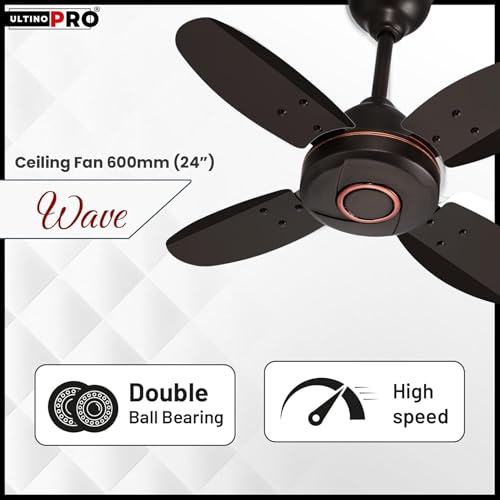 Image of Small Ceiling Fan 4 Blade Indoor Fan High-Speed 2-Year Warranty Small Fan for Kitchen, Balcony & Small Room (24 Inch) (Pack Of 1)