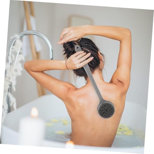 Image of Silicone Bath Brush with Long Handle - Soft Bristles Back Scrubber for Shower | Body Massage - Exfoliating Dirt Removal Brush for Men | Women (Silicone Bath Brush + Scrubber)