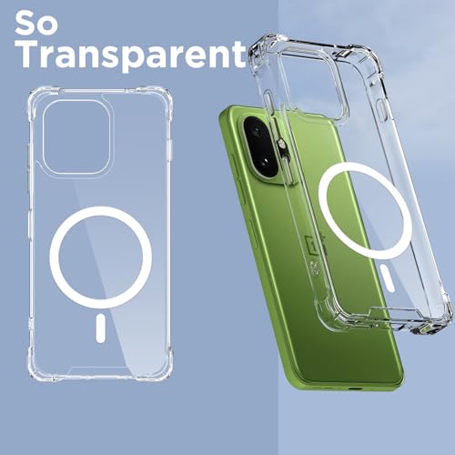 Image of Amazon Basics Back Cover for OnePlus 15T 5G Mag-Safe Shockproof PC + TPU Protective Case Magnetic Support Bumper Case (Transparent Mag-Safe)