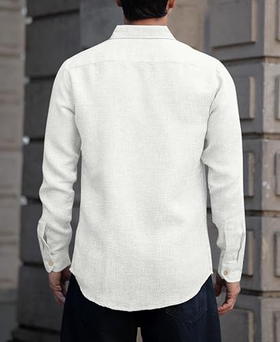 Image of Men's Solid Linen Cotton Shirt | Casual Style | Plain Design | Full Sleeve | Summer Regular Fit | Stylish Shirt for Men | Formal Wear