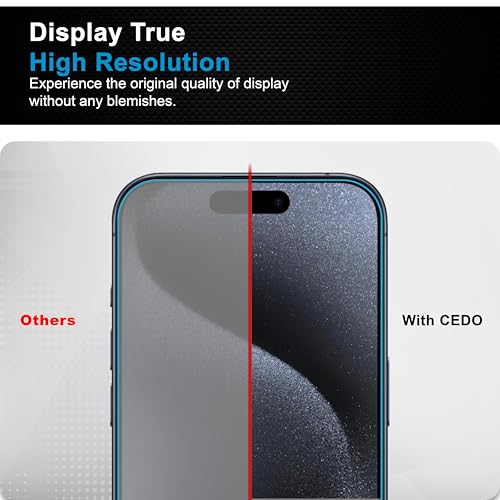 Image of CEDO Magic Box Tempered Glass for iPhone 15 Pro | Dust & Bublle Free Installation Screen Protector with auto Alignment Tool | HD Clear Quality Tempered Glass with Easy Installation Kit (Black)