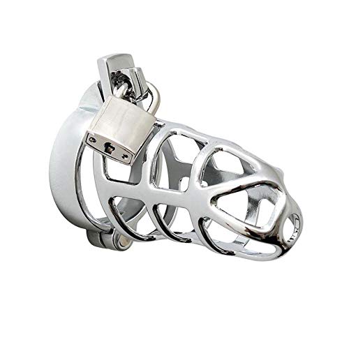 Dispositif de chasteté pour pénis en métal Rimba argent 7 cm avec son cadenas de sécurité