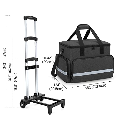 Image of CURMIO Rolling Medical Bag with Wheels, First Aid Kits Case with Removable Dividers, Empty Emergency Response Supplies Bag for Home Health Nurses, Doctors, EMT, EMS Professionals, Black
