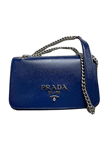 Prada Pattina Saffiano Patent Leather Shoulder Bag, Ink Blue