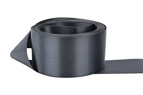 Image of Ribbon Bazaar Double Faced Satin - Premium Gloss Finish - 100% Polyester Ribbon for Gift Wrapping, Crafts, Scrapbooking, Hair Bow, Decorating & More - 5 /8 inch Charcoal 50yd Spool