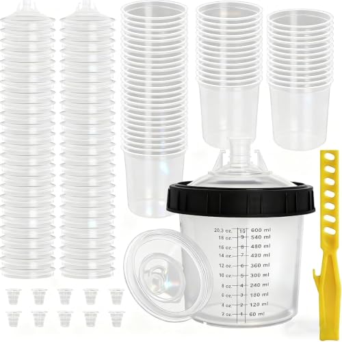 Image of Disposable Paint Cups System 20oz(600ML) with lids for HVLP /LVLP Spray Guns