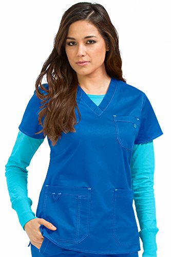 Med Couture Women's MC2 Niki V-Neck Top, Royal, Medium