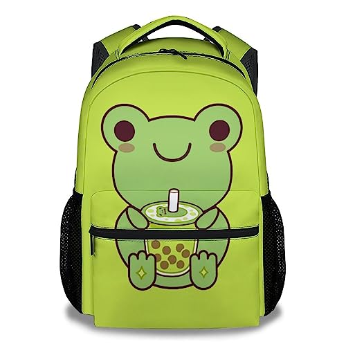 Frog Backpack for Girls Boys, 16 Inch Frog Theme Bookbag with Adjustable Straps, Durable, Lightweight, School Bag with Large Capacity