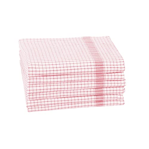Clarysse Juego de 6 paños de algodón para cocina, estilo retro, 50 x 70 cm, diseño a cuadros, color blanco y rojo Cover