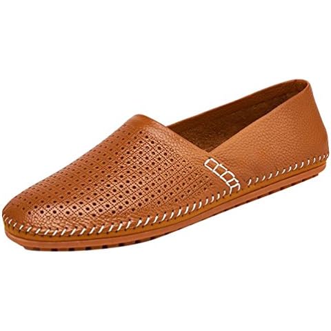 Baymate Mens Casual PU Loafers Comfortable Breathable Boat Shoes Brown 45 Cover