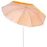 Sombrilla de playa, Acero, Inclinable, Protección solar UPF+50 (Naranja, Ø 180 CM)