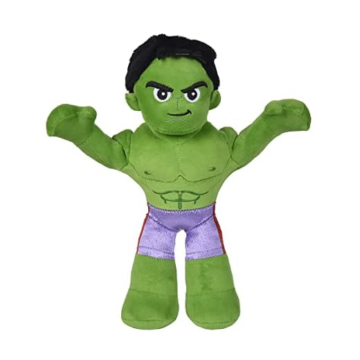 Simba- Peluche Hulk Articulado 25cm Disney Marvel, con Esqueleto Interior Articulado para colocarlo en Diferentes Posiciones